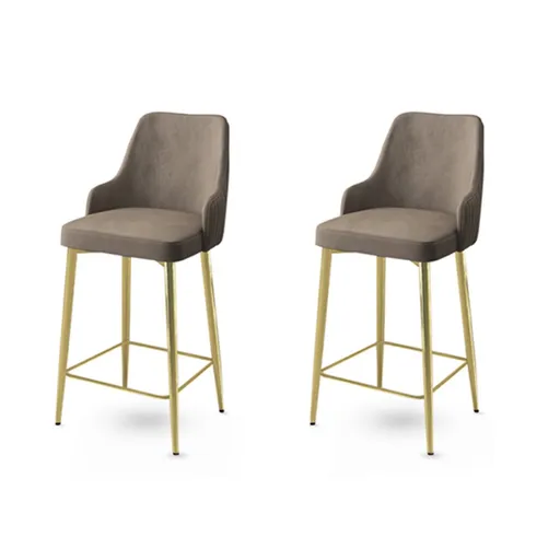 Bar Stool Set (2 Pieces) Enox - Cappuccino, Gold