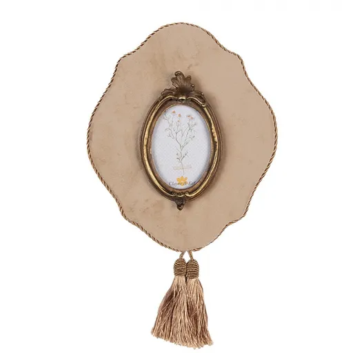 Béžovo - zlatý nástěnný fotorámeček se střapci Baroque - 19*3*22/ 6*9cm 2F1085