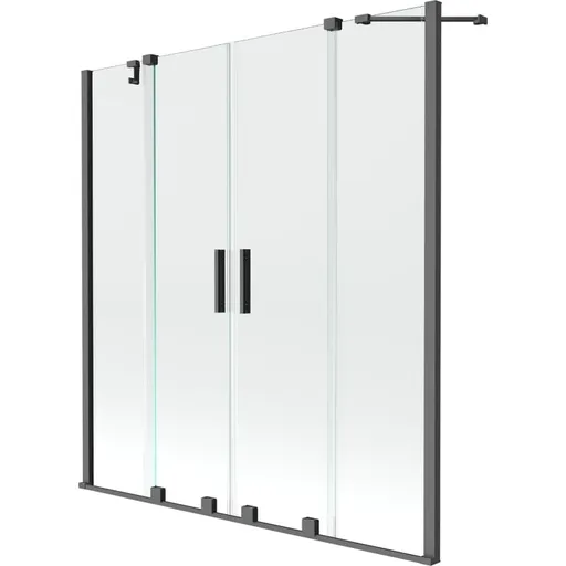 MEXEN/S Velar Duo dvoukřídlá posuvná vanová zástěna 160 x 150, transparent, grafit metal 896-160-000-02-95