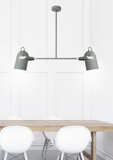 Šedá závěsná stropní lampa 2X40W E27 ŠEDÁ