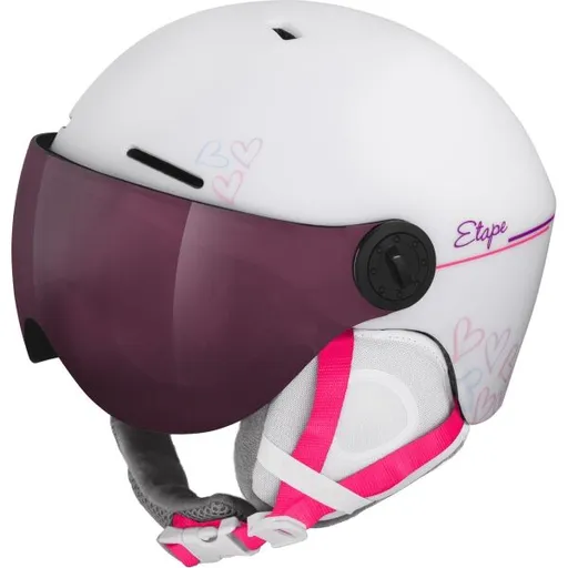 Etape SPEEDY PRO Dětská lyžařská přilba s visorem, bílá, velikost (53 - 55)