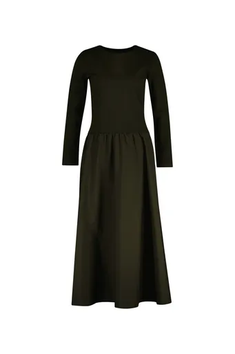 ŠATY GANT MIDI JERSEY WOVEN COMBO LS DRESS GREEN LAGOON