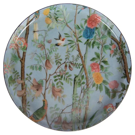 Modrý kovový podtácek Antique Garden - Ø 11*1 cm Clayre & Eef