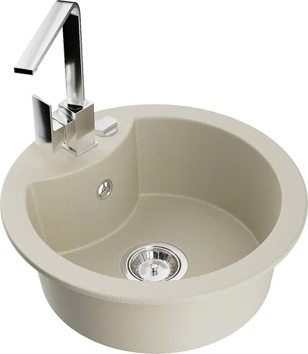 MEXEN/S Diego granitový dřez 1-miska včetně baterie Rita, béžový 6512-69-670300-00
