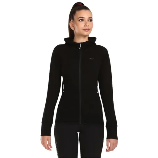 KILPI WOLIE Dámský vlněný svetr s kapucí, černá, velikost