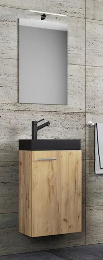 VCM 3dílné umyvadlo pro hosty Slito BL se zrcadlem, dub medový