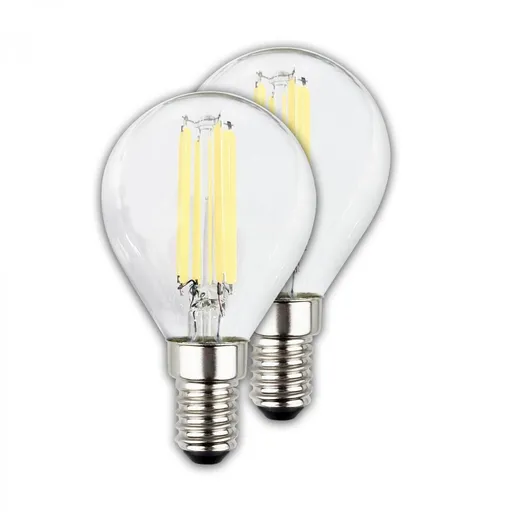 BRILONER EEK A 2ks sada E14 LED žárovka, třída A, Filament, 50.000h, 840lm, 4W, teple bílé světlo, kapka 0555004