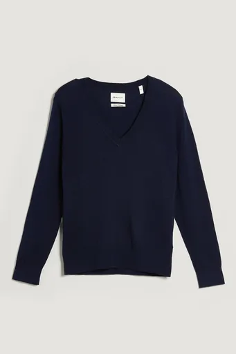 SVETR GANT LIGHT KNIT V-NECK EVENING BLUE