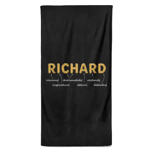 Osuška Mužská jména – GOLD (Jméno: Richard, Velikost osušky: 70x140cm)