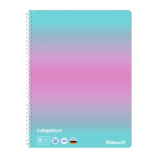Pelikan - Blok spirálový A4/80 listů, čtvereček, mintová/růžová