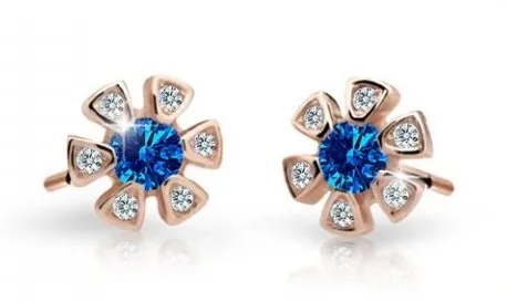 Cutie Jewellery Dětské náušnice z růžového zlata C2156-30-X-4 modrá