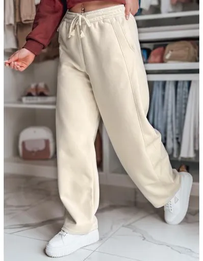 Dámské tepláky se širokými nohavicemi DRESMOOD béžové