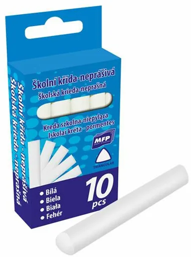 Křídy M bílá trojhranné  10 ks v krabičce neprášivá