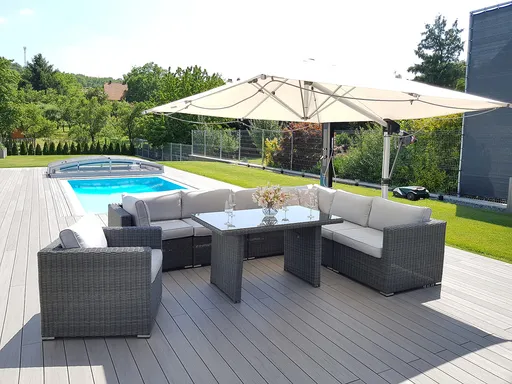 DEOKORK Ratanová variabilní sestava jídelní SEVILLA  pro 7 osob (antracit)