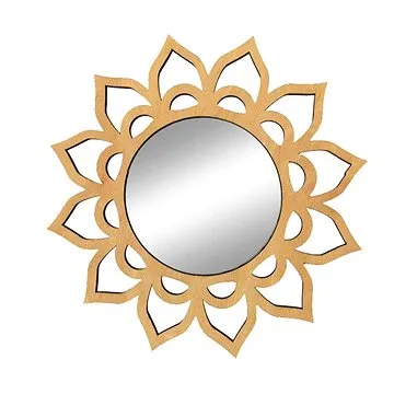 AMADEA Dřevěné zrcadlo ve tvaru mandaly, masivní dřevo, průměr 30 cm (38012-00)
