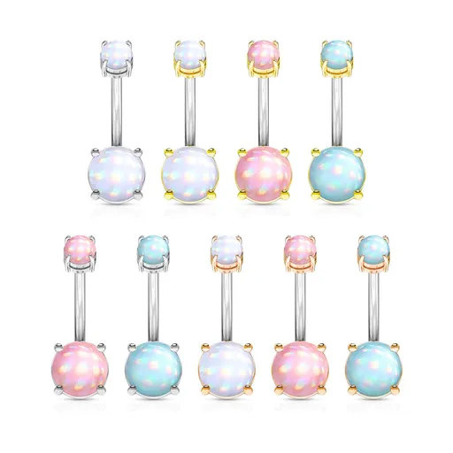 Piercing do pupíku z oceli - barevná epoxidová glazura s odlesky, vnitřní závit - Barva piercing: Zlatá - čirá