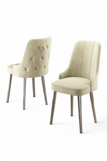 Sada židlí (2 kusy) Newa - Cream, Chrome