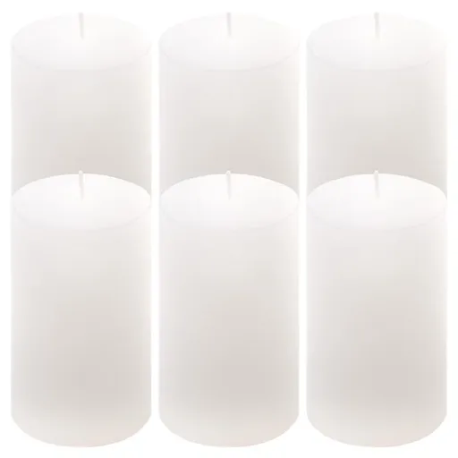 Bílá parafínová svíčka rustikální 11,5 cm, 40 h, sada 6 ks