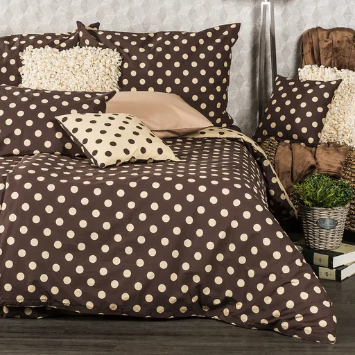 4Home Bavlněné povlečení Puntík Čokoláda, 140 x 200 cm, 70 x 90 cm