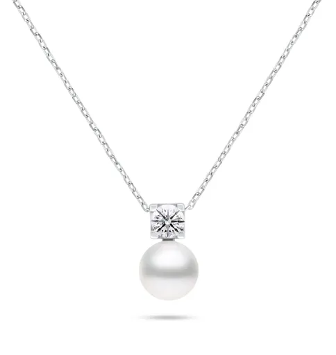 Brilio Silver Stříbrný náhrdelník s pravou perlou a kubickým zirkonem NCL212W