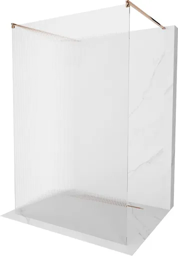 MEXEN/S Kioto Sprchová zástěna WALK-IN volněstojící 100 x 200, proužky 8 mm, růžové zlato 800-100-002-60-09