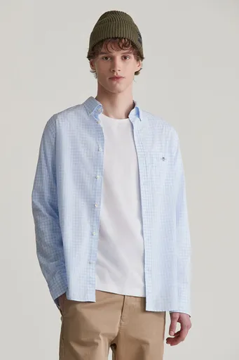 KOŠILE GANT REG CLASSIC POPLIN GINGHAM SHIRT LIGHT BLUE
