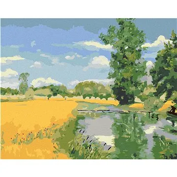 Zuty - Malování podle čísel - ŘEKA PROTÉKAJÍCÍ KRAJINOU V DOBĚ SKLIZNĚ (H. A. BRENDEKILDE), 80x100 c (HRAmmb08859nad)
