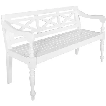 Shumee Lavice Batavia 123 cm masivní mahagon bílá (337077)