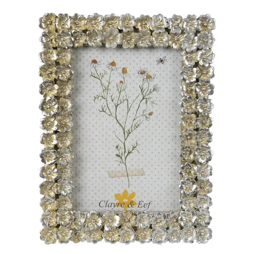 Stříbrný antik fotorámeček s kytičkami - 15*2*20 cm / 10*15 cm 2F0951