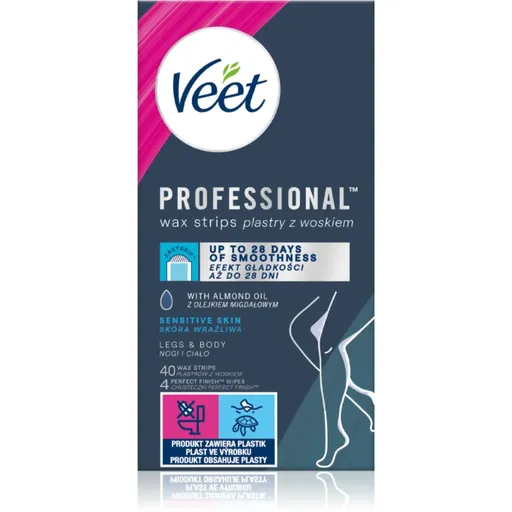 Veet Professional Sensitive Skin voskové depilační pásky pro citlivou pokožku 40 ks