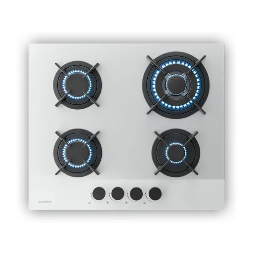 Klarstein Plynová varná deska Velaire, 4-plotýnka s elektrickým zapalováním, kompatibilní se zemním plynem a LPG, 8000W, 60cm