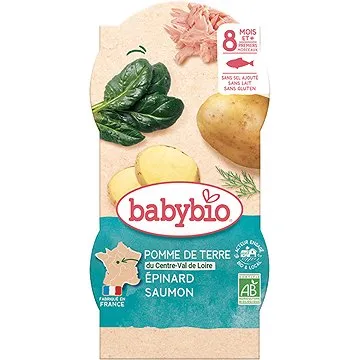 BABYBIO Brambory a špenát s lososem a rýží 2× 200 g  (3288131520568)