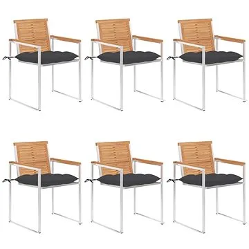 SHUMEE Židle zahradní s poduškami, teak 3078596 - 6ks v balení (3078596)