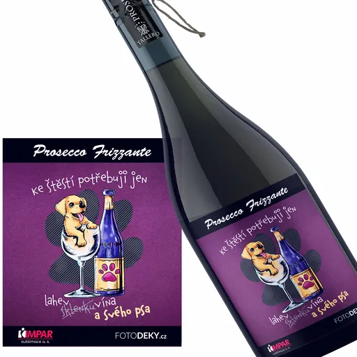 Víno Štěstí + pes + víno (Druh Vína: Prosecco)