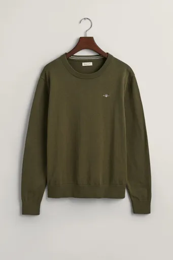 SVETR GANT SHIELD CLASSIC COTTON C-NECK JUNIPER GREEN