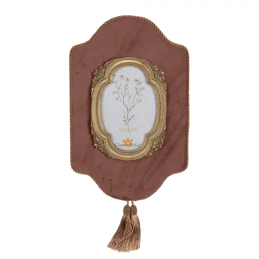 Růžovo- zlatý nástěnný fotorámeček se střapci Baroque - 21*2*32/ 10*15cm 2F1084