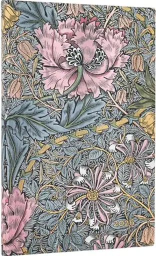 Diář Paperblanks 2026, Morris Pink Honeysuckle - 12M, Maxi, horizontální
