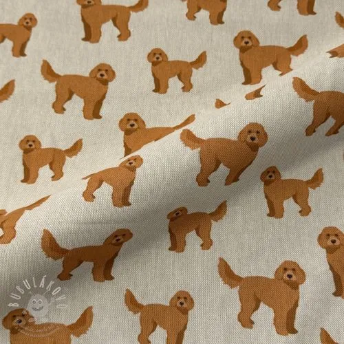 Dekorační látka Linenlook Labradoodle Dog Love digital print