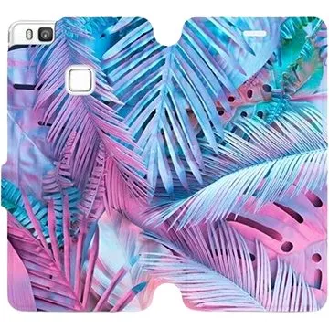 Flipové pouzdro na mobil Huawei P9 Lite - MG10S Fialové a modré listy (5903226347858)