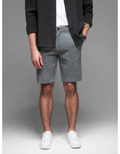 Pánské bavlněné teplákové šortky BASIC - tmavě modré V1 OM-SRBS-0149