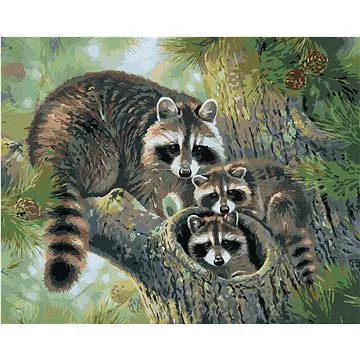 Zuty - Malování podle čísel - MÝVAL S MLÁĎATY NA JEHLIČNATÉM STROMĚ (ABRAHAM HUNTER), 80x100 cm, vyp (HRAmmb06367nad)