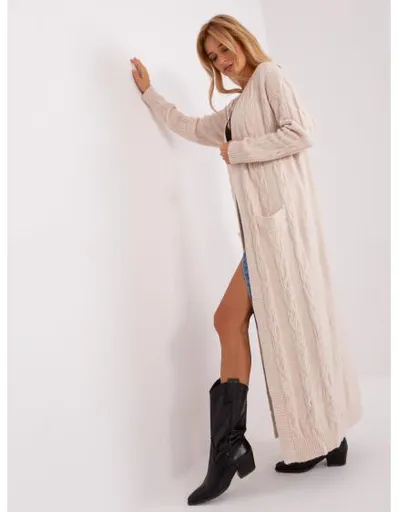 Dámský svetr s kapsami MAXI světle béžový