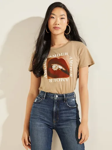 Guess dámské béžové tričko W2RI18K9TD3 M