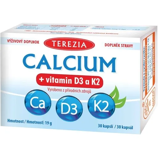 TEREZIA CALCIUM + VITAMIN D3 A K2 30 CAPS Podpora kostí, , velikost