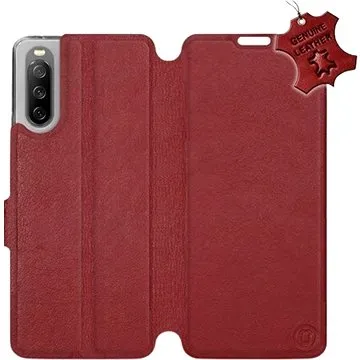 Kožené flip pouzdro na mobil Sony Xperia 10 III - Tmavě červené -  Dark Red Leather (5903516728268)