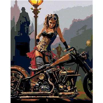 Malování podle čísel - Drsná holka s motorkou (HRAmal00115nad)