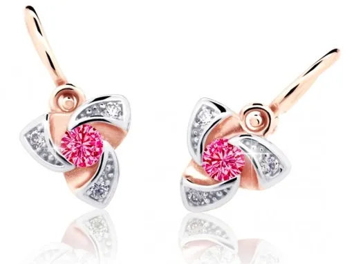 Cutie Jewellery Dětské náušnice z růžového zlata C2203-10-X-4 fuchsiová