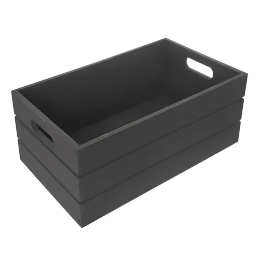 Orion Dřevěná bedýnka, antracitová, 36 x 26 x 15 cm, L