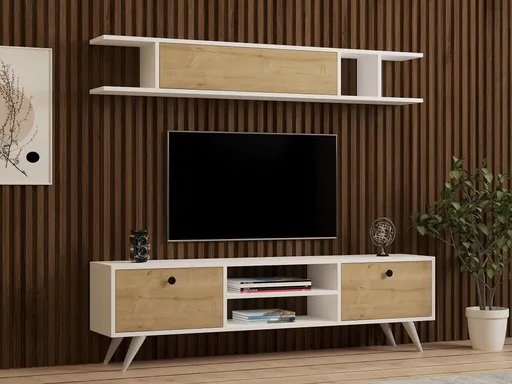 TV stěna / Sestava pod TV Italo - White, Pine