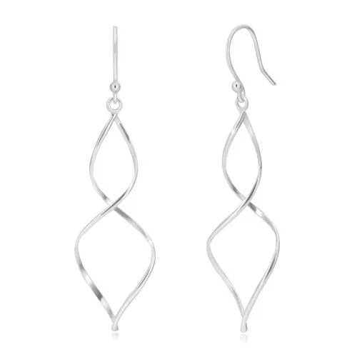 Stříbrné 925 náušnice - lesklé spirálovitě zatočené linie, africké háčky